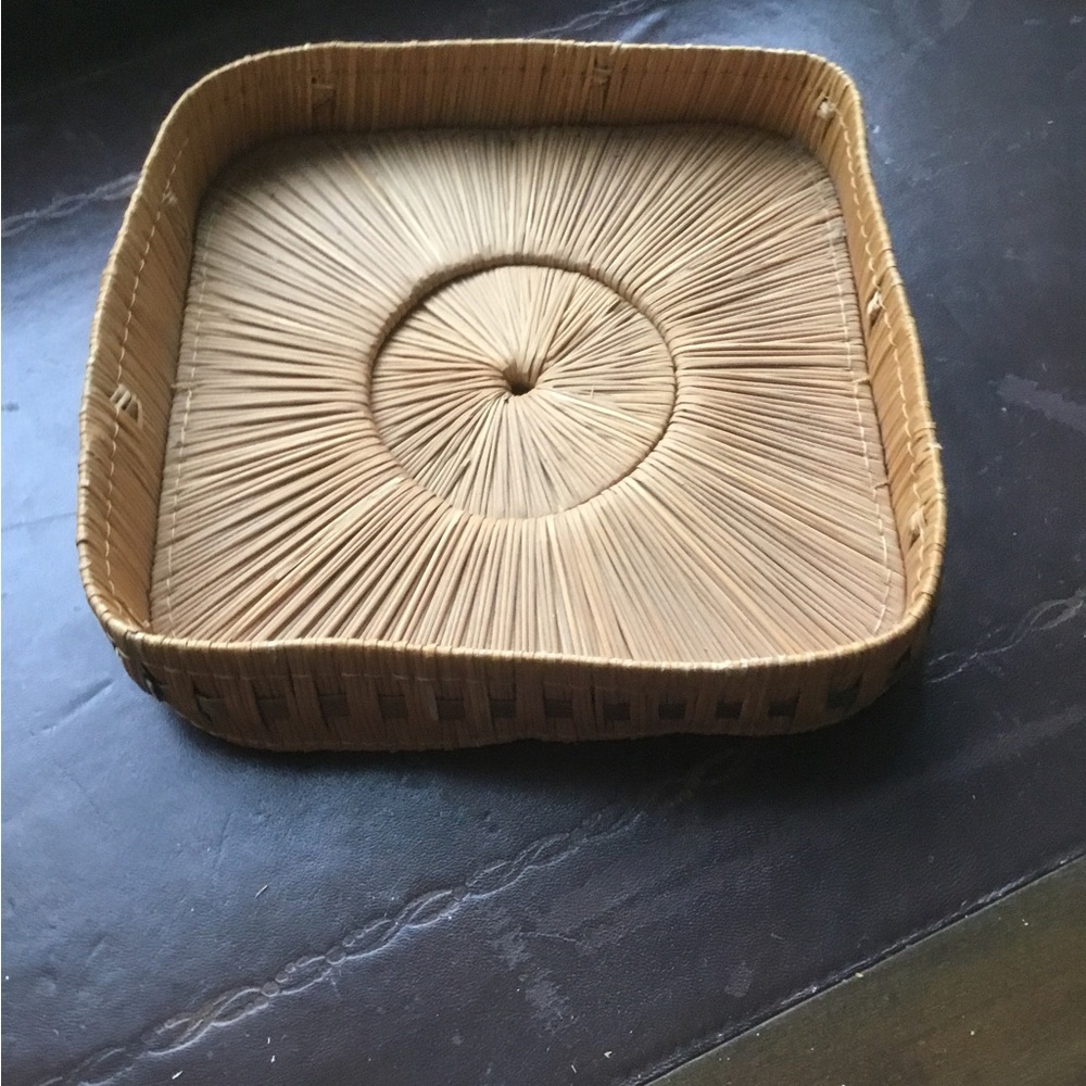 Wonderful antique 7.5” square wicker basket